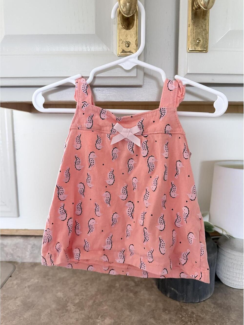 Carter's Pink Coral Baby Girl Sleeveless Top with Bird Print 18 M